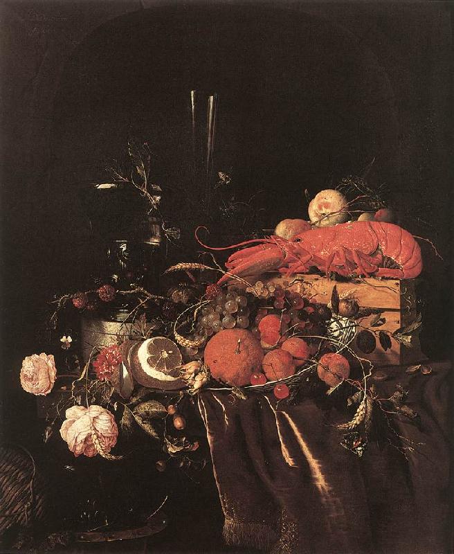 HEEM, Jan Davidsz. de Still-Life with Fruit, Flowers, Glasses and Lobster sf Sweden oil painting art